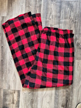 Just Love Plush Fleece Buffalo Plaid Pajama Pants Red & Black 2X